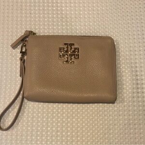 Tory Burch Beige Wristlet with Logo